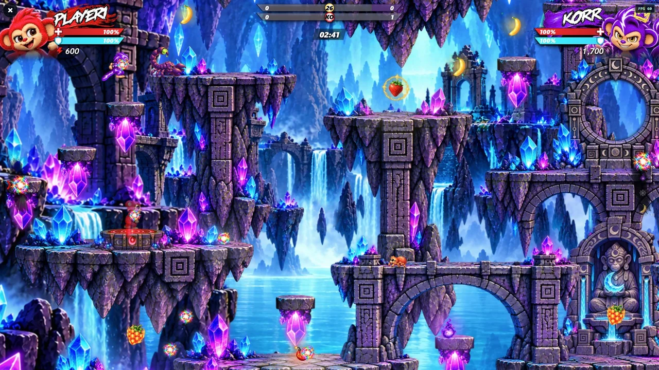 Actual Bah Nah Nah! gameplay in a cavern arena